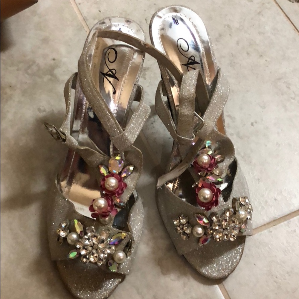 Custom made sparkly silver heels
